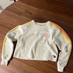 CREME CROPPED AVIATOR NATION SWEATSHIRT (NEW)